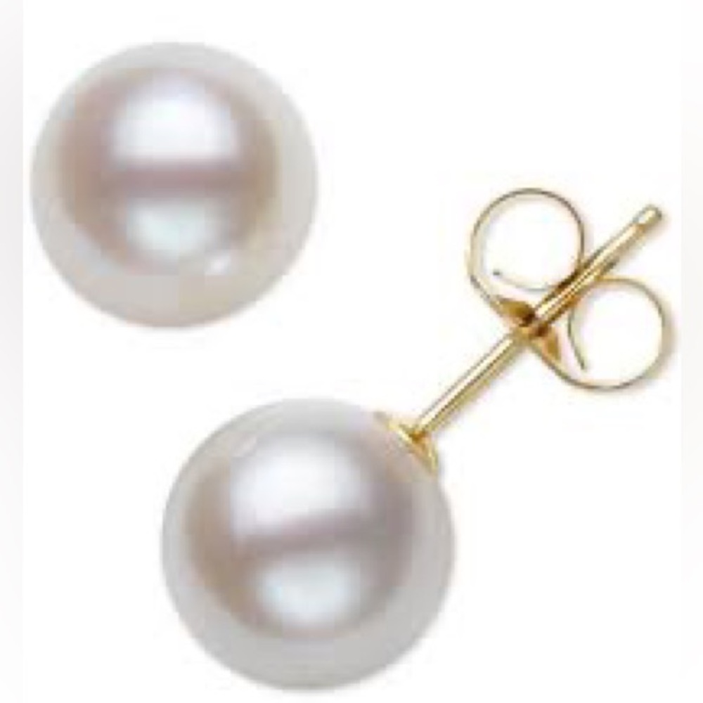 Belle de Mer Cultured Freshwater Button Pearl (8-9 mm) Stud Earrings - Gray
